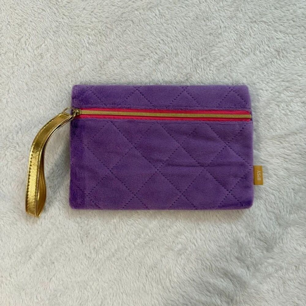 purple velvet mini makeup cosmetics bag